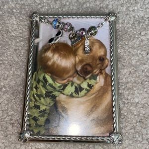 Brighton picture frame. Silver frame with hanging detachable charms.